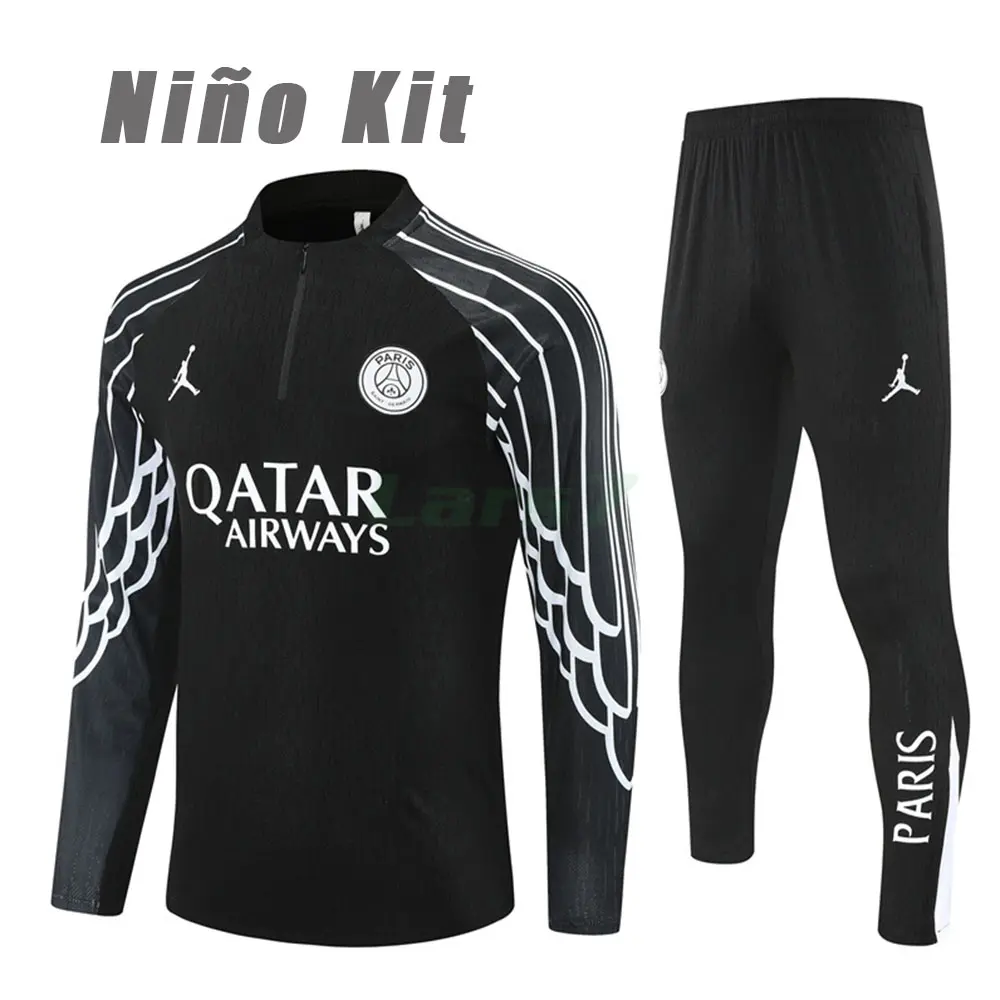 Sudadera De Entrenamiento PSG 2025/2026 Niño Kit Negro Edición UCL