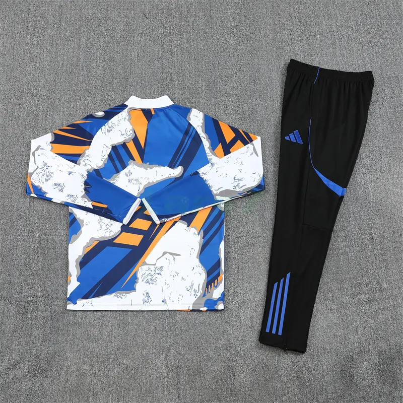 Sudadera De Entrenamiento Real Madrid 2025/2026 Kit Blanco/Azul/Naranja con Estampado Camuflaje