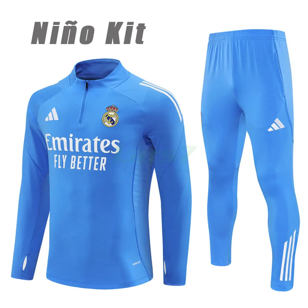 Sudadera De Entrenamiento Real Madrid 2025/2026 Niño Kit Azul Claro