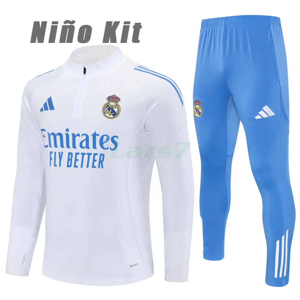 Sudadera De Entrenamiento Real Madrid 2025/2026 Niño Kit Blanco/Azul