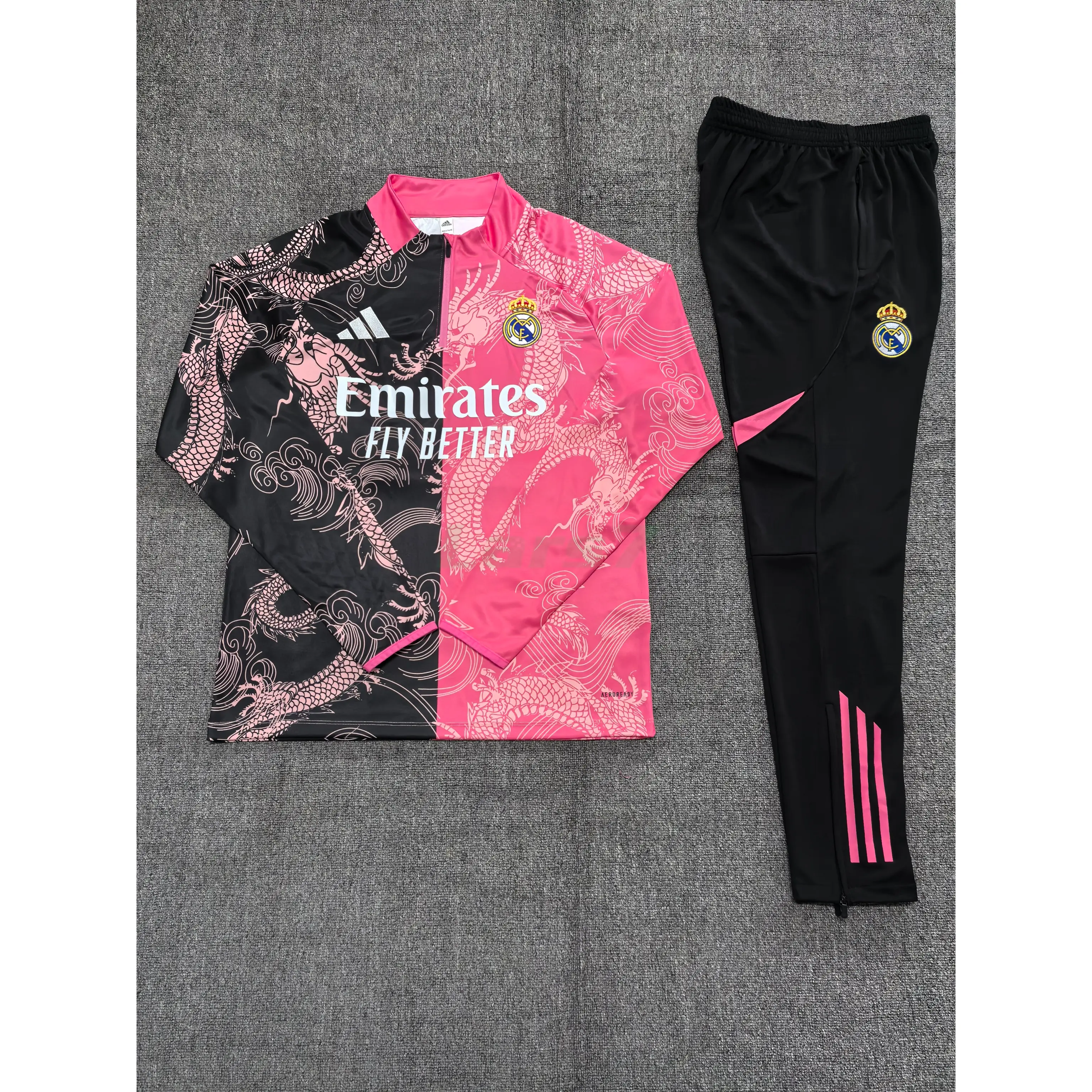 Sudadera De Entrenamiento Real Madrid 2025/2026 Niño Kit Negro/Rosa Edición Especial