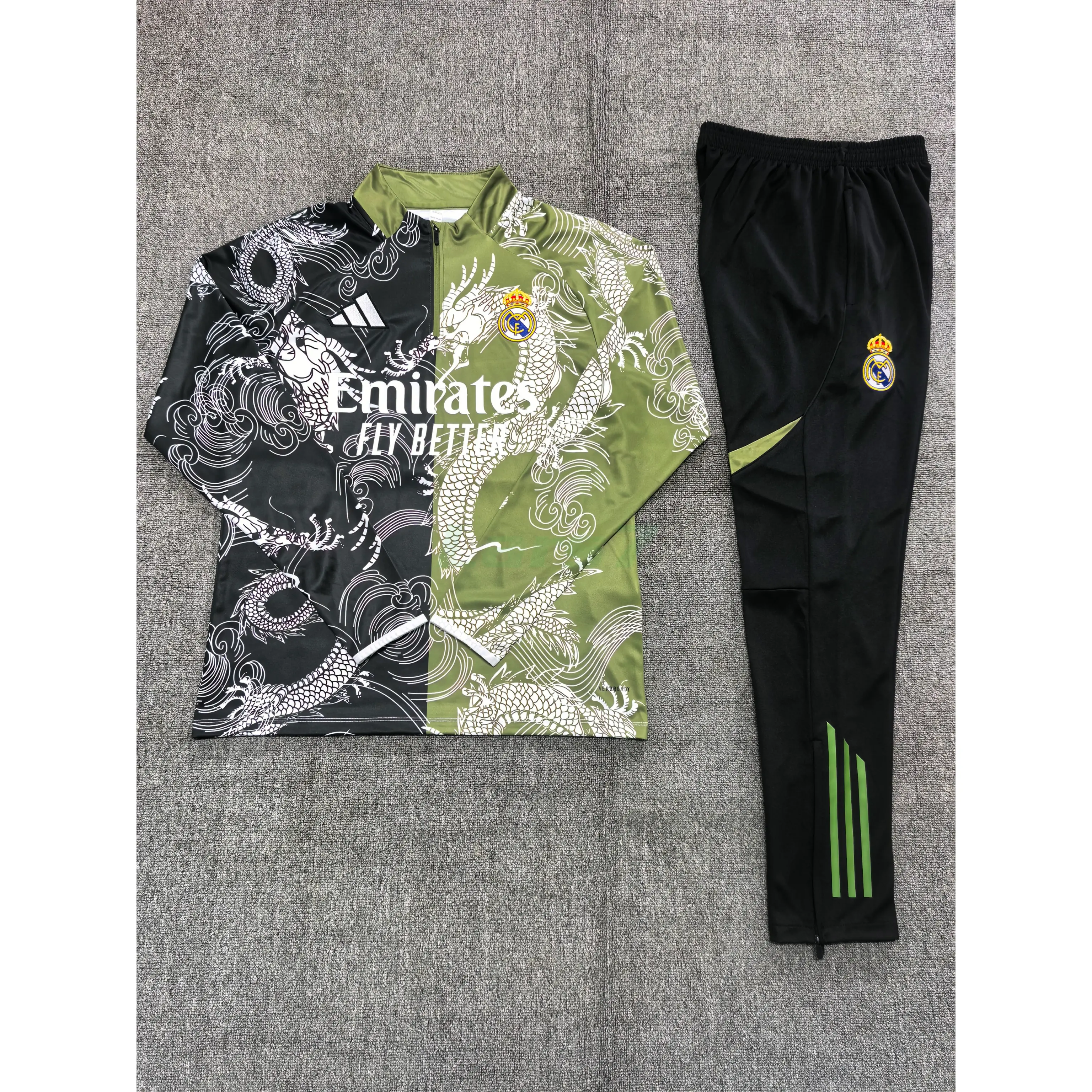 Sudadera De Entrenamiento Real Madrid 2025/2026 Niño Kit Negro/Verde Edición Especial