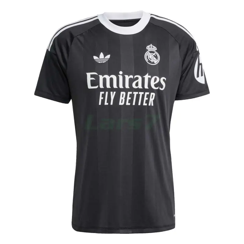 Camiseta de Portero Real Madrid 2025/2026 Negro/Blanco con Parche HP
