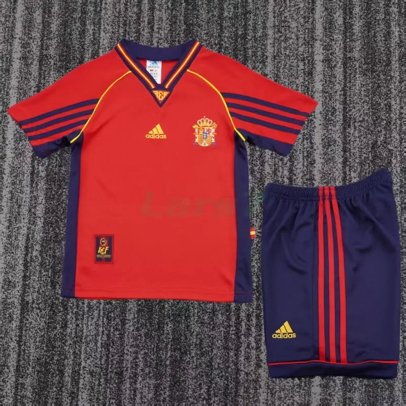 Camiseta España 1ª Equipación Retro 1998 Rojo Niño Kit