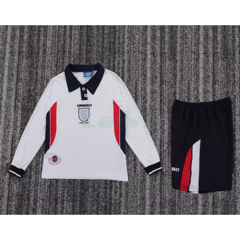 Camiseta Inglaterra 1ª Equipación Retro 1998 ML Blanco Niño Kit