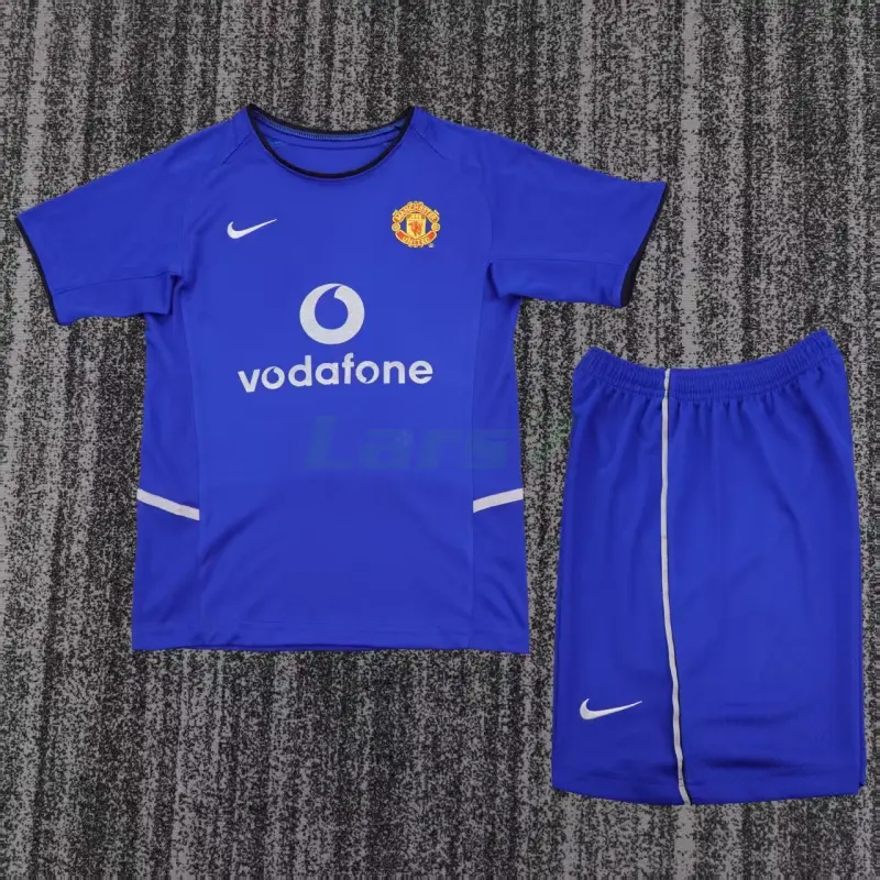 Camiseta Manchester United 3ª Equipación Retro 2002/03 Azul Niño Kit