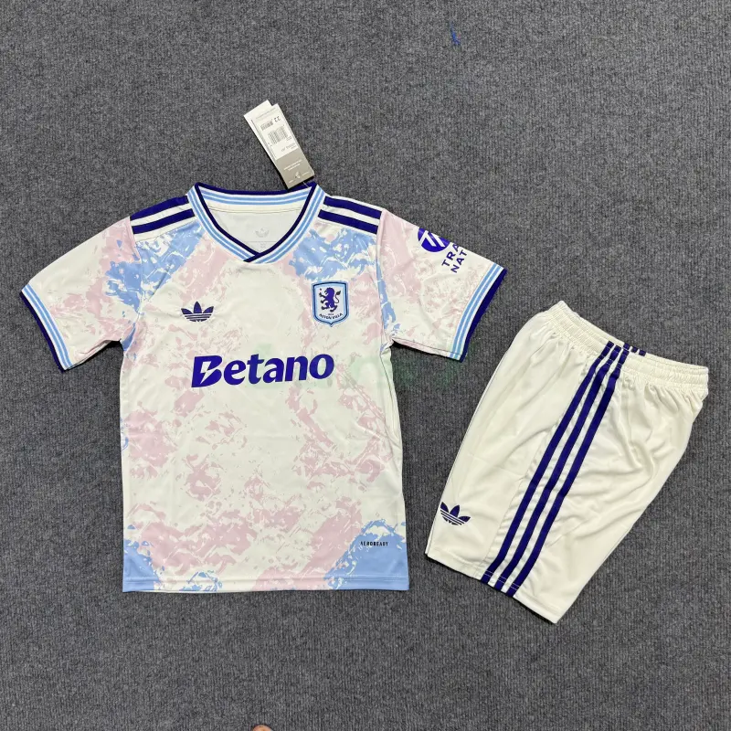 Camiseta Aston Villa 3ª Equipación 2025/2026 Blanco Roto Niño Kit