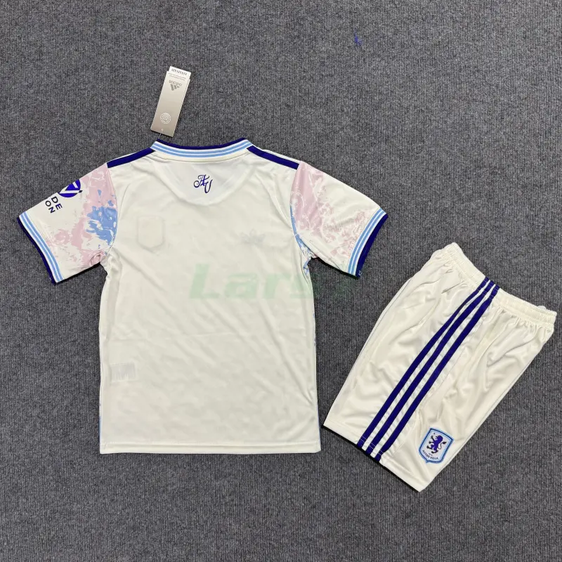 Camiseta Aston Villa 3ª Equipación 2025/2026 Blanco Roto Niño Kit