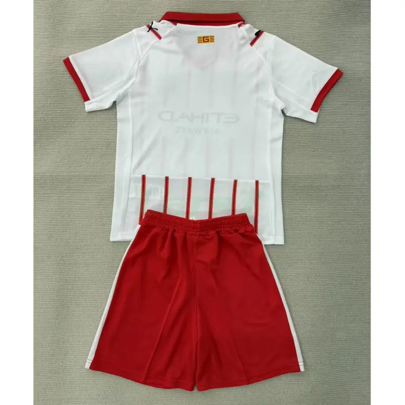 Camiseta Girona 1ª Equipación 2025/2026 Blanco/Rojo Niño Kit