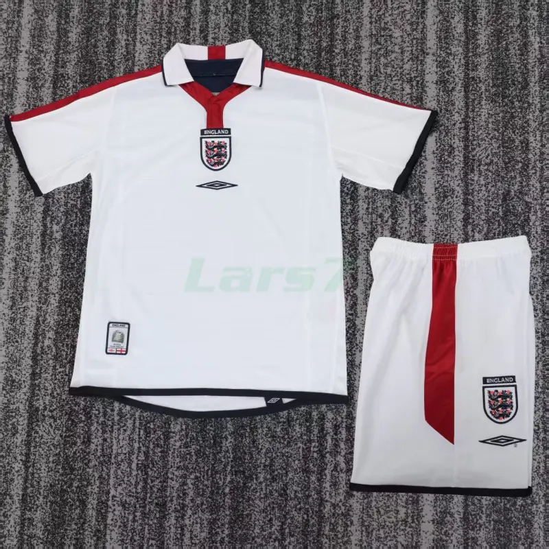 Camiseta Inglaterra 1ª Equipación Retro 2004 Blanco Niño Kit