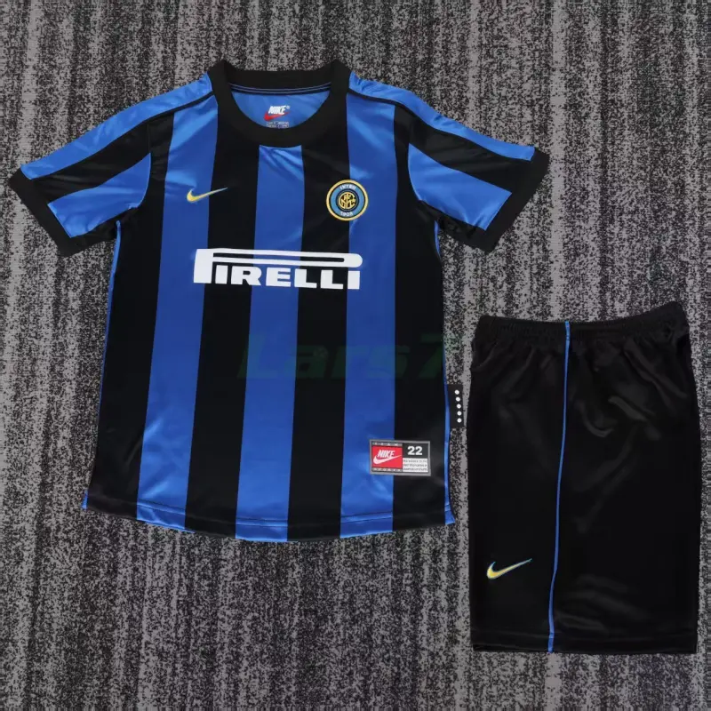 Camiseta Inter de Milan 1ª Equipación Retro 1999/00 Azul/Negro Niño Kit