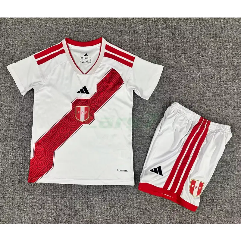 Camiseta Perú 1ª Equipación Mundial 2026 Blanco Niño Kit