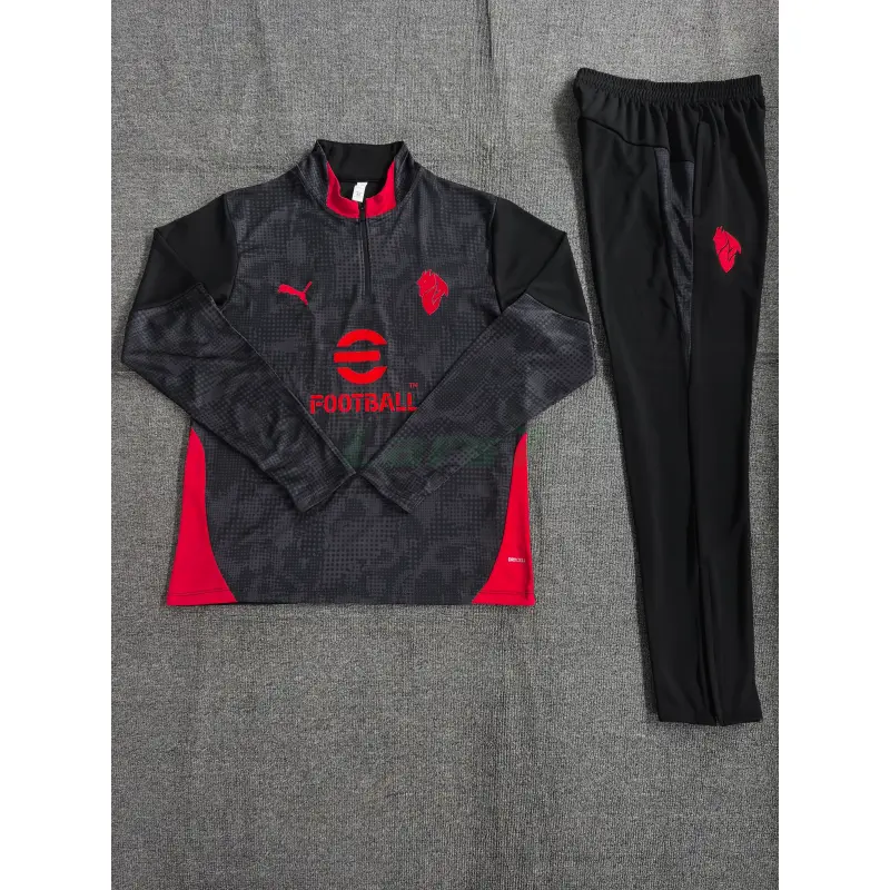 Sudadera De Entrenamiento AC Milan 2025/2026 Niño Kit Negro con Estampado