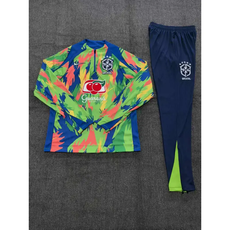 Sudadera De Entrenamiento Brasil 2025/2026 Niño Kit Azul/Verde con Estampado Camuflaje