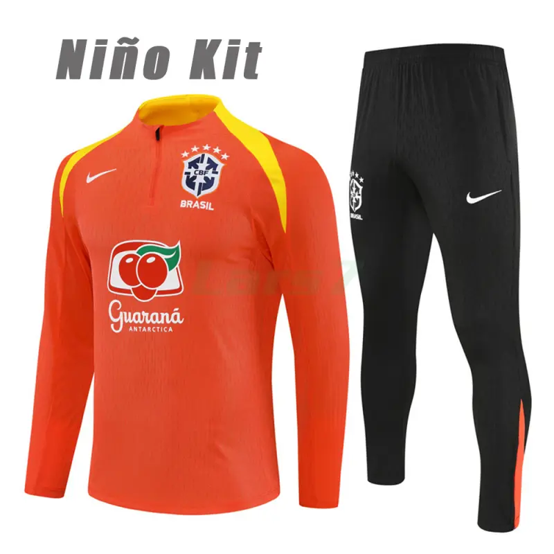 Sudadera De Entrenamiento Brasil 2025/2026 Niño Kit Naranja (EDICIÓN JUGADOR)