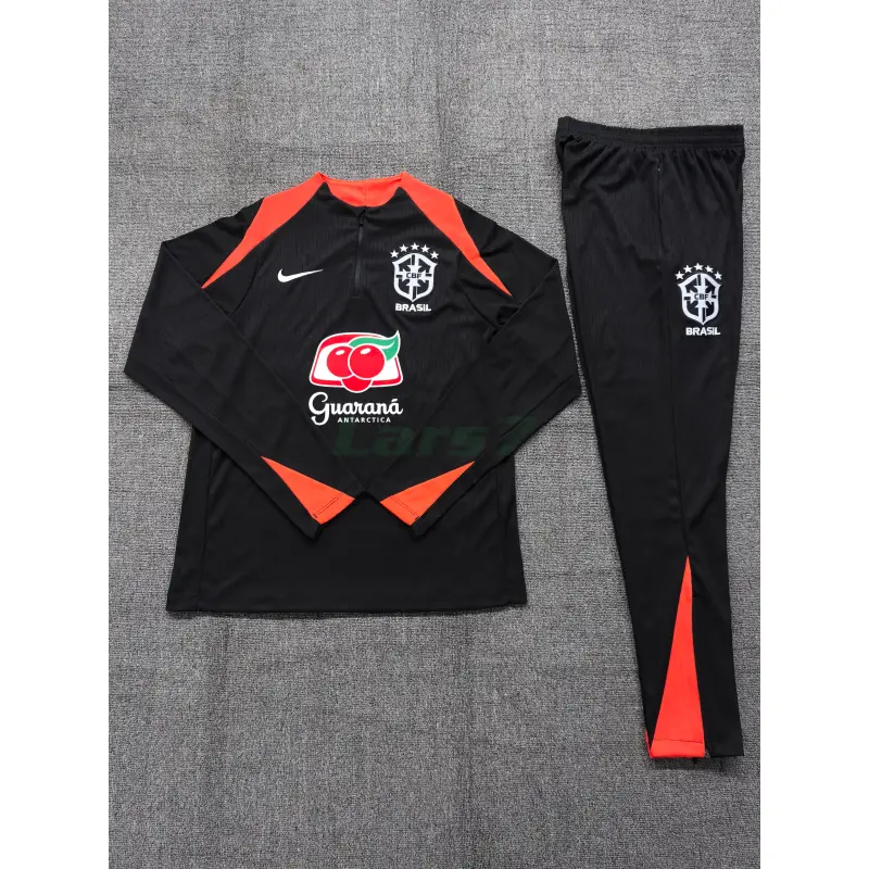 Sudadera De Entrenamiento Brasil 2025/2026 Niño Kit Negro (EDICIÓN JUGADOR)
