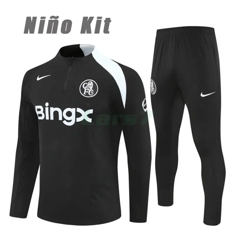 Sudadera De Entrenamiento Chelsea 2025/2026 Niño Kit Negro (EDICIÓN JUGADOR)