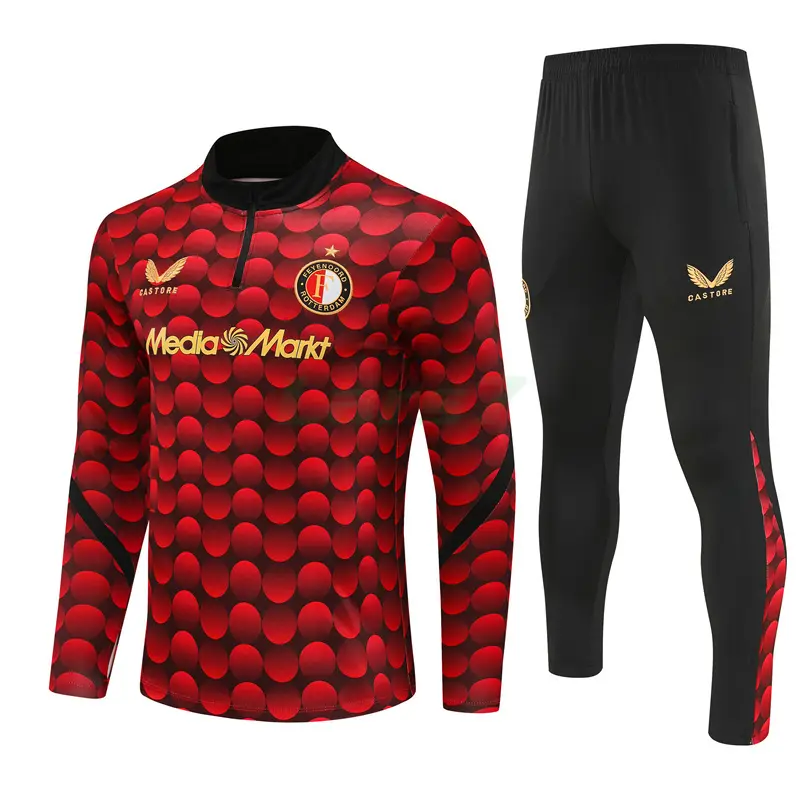 Sudadera De Entrenamiento Feyenoord 2025/2026 Kit Rojo/Negro con Estampado