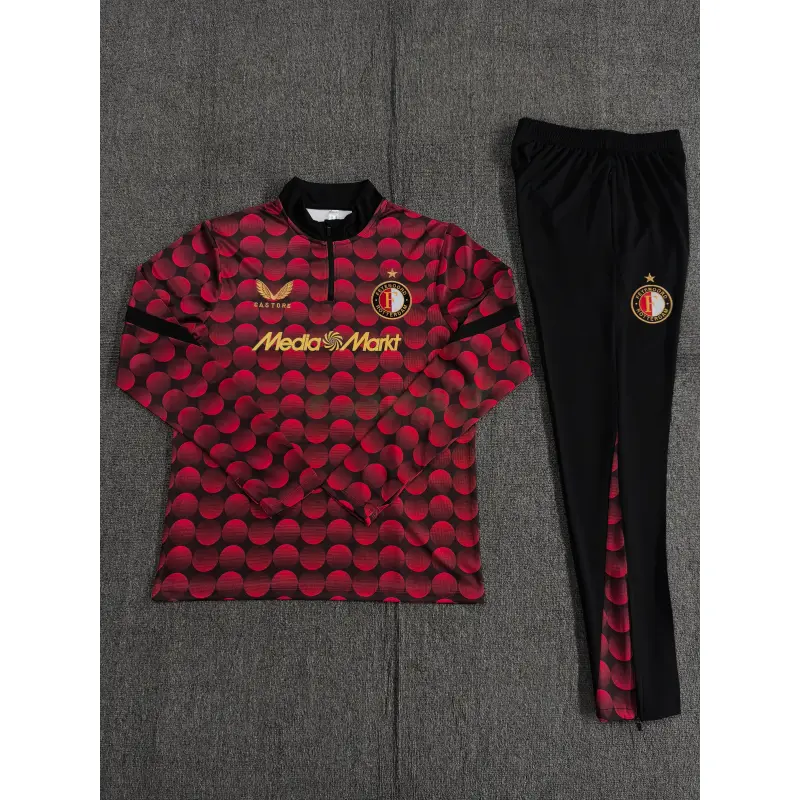 Sudadera De Entrenamiento Feyenoord 2025/2026 Niño Kit Rojo/Negro con Estampado