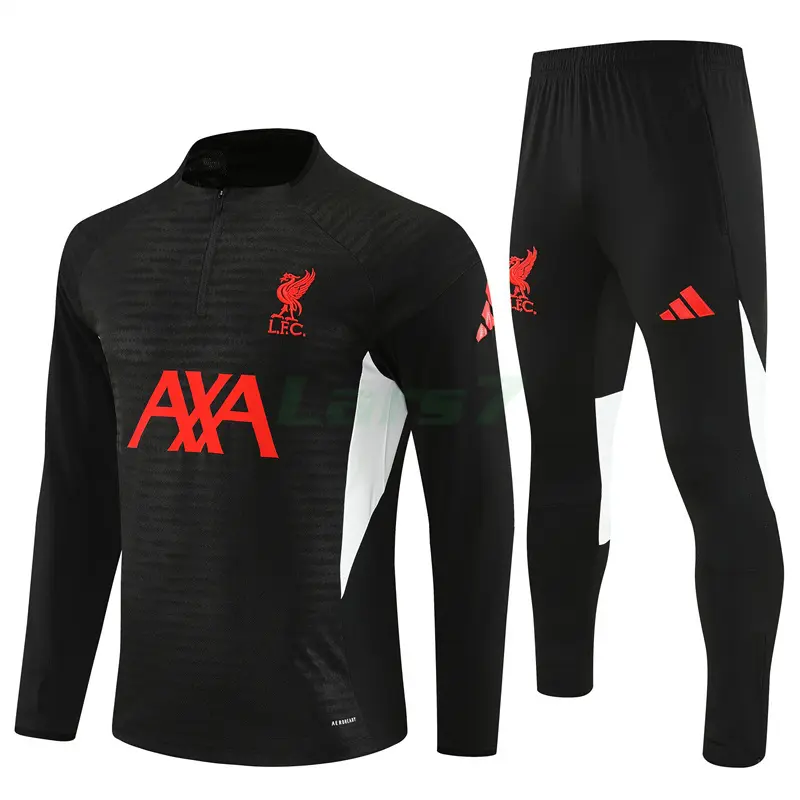 Sudadera De Entrenamiento Liverpool 2025/2026 Kit Negro/Blanco (EDICIÓN JUGADOR)