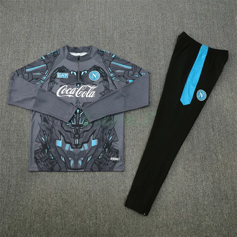 Sudadera De Entrenamiento Napoli 2025/2026 Kit Negro/Gris con Estampado