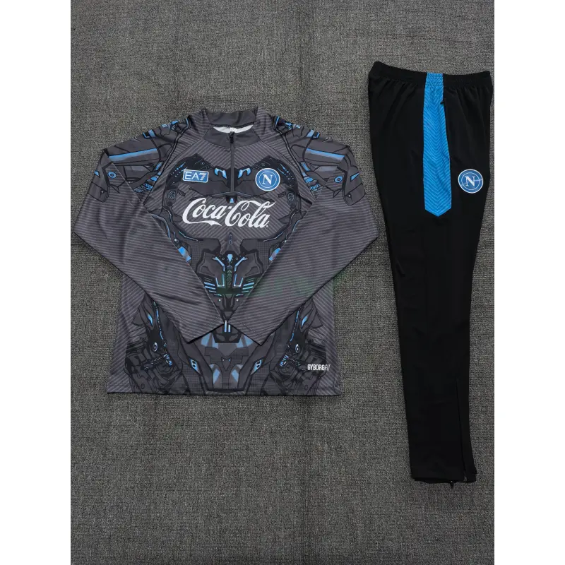 Sudadera De Entrenamiento Napoli 2025/2026 Niño Kit Negro/Gris con Estampado