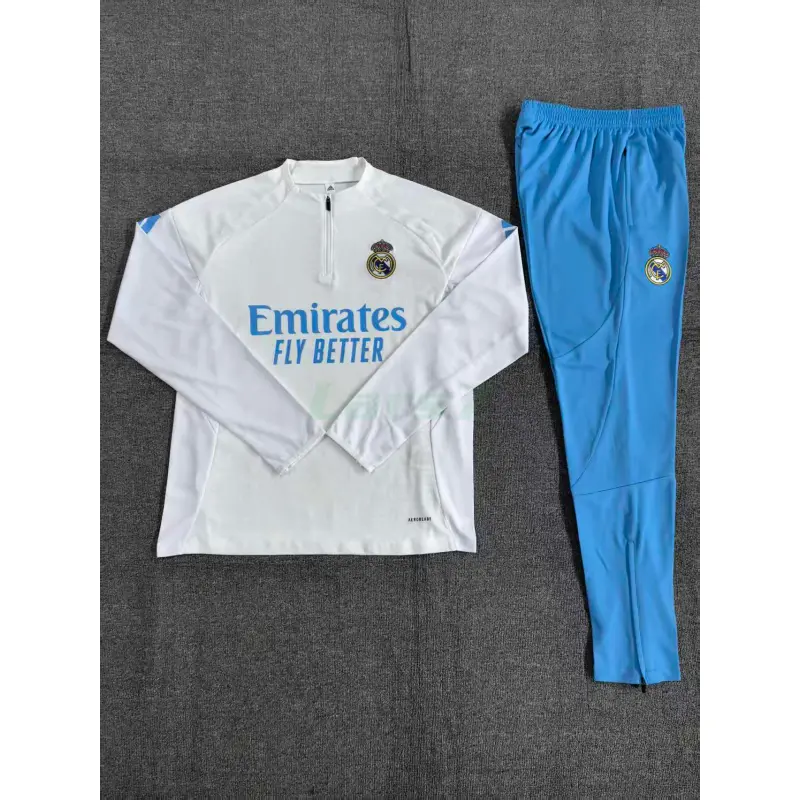 Sudadera De Entrenamiento Real Madrid 2025/2026 Niño Kit Blanco (EDICIÓN JUGADOR)