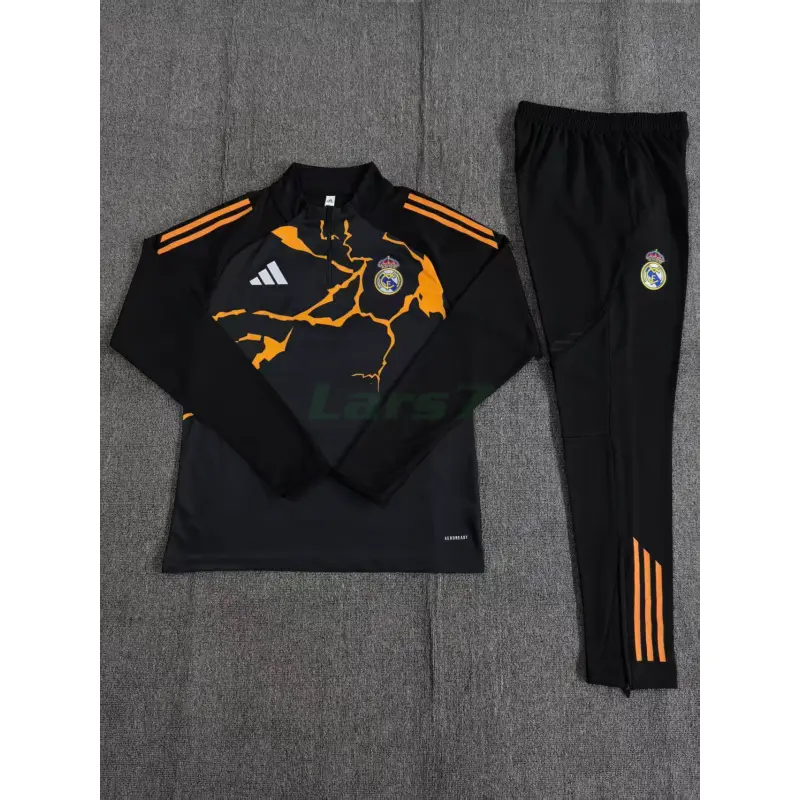 Sudadera De Entrenamiento Real Madrid 2025/2026 Niño Kit Negro/Naranja (EDICIÓN JUGADOR)