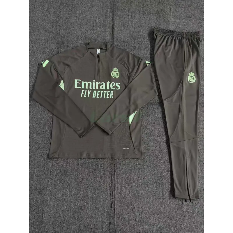 Sudadera De Entrenamiento Real Madrid 2025/2026 Niño Kit Verde Oscuro (EDICIÓN JUGADOR)