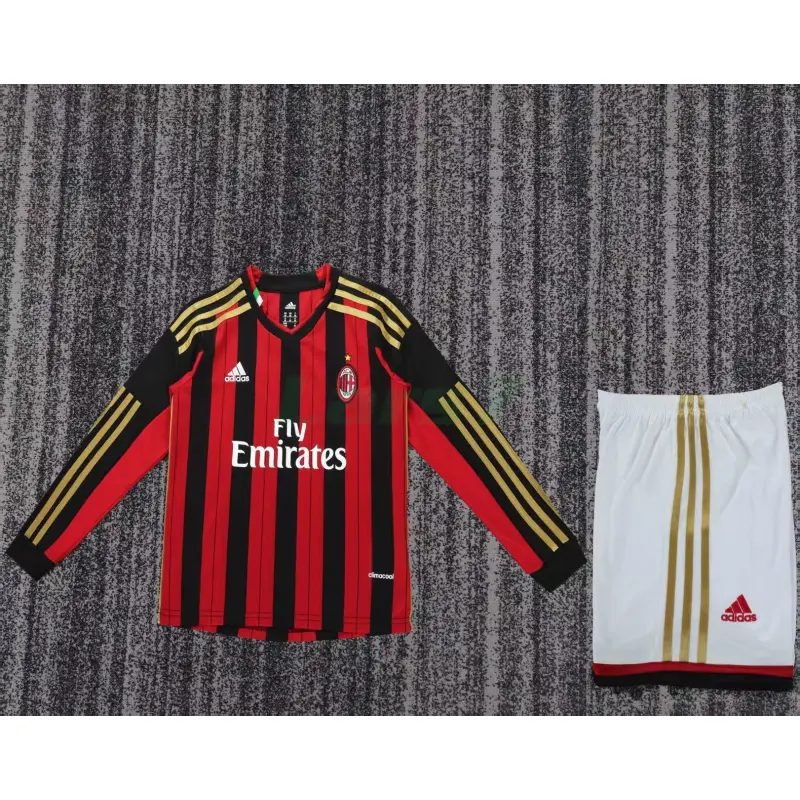 Camiseta AC Milan 1ª Equipación Retro 2013/14 ML Rojo/Negro Niño Kit