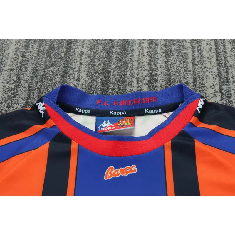 Camiseta Barcelona 2ª Equipación Retro 1997/98 Naranja/Azul Niño Kit