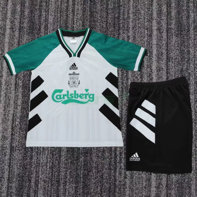 Camiseta Liverpool 2ª Equipación Retro 1993/95 Blanco/Verde Niño Kit