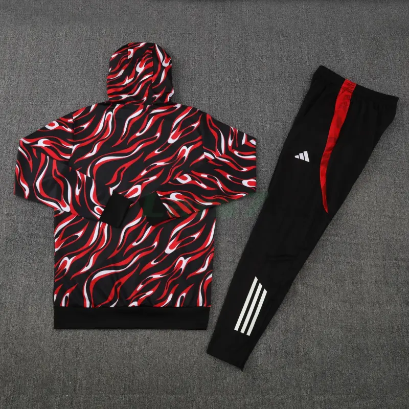 Sudadera de Entrenamiento Manchester United 2025/2026 con Capucha Kit Negro/Rojo/Blanco con Estampado