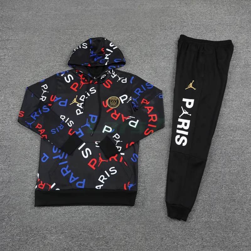 Sudadera de Entrenamiento PSG 2025/2026 con Capucha Kit Negro con Estampado de Letras