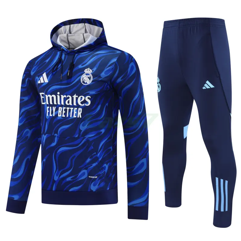 Sudadera de Entrenamiento Real Madrid 2025/2026 con Capucha Kit Azul con Estampado