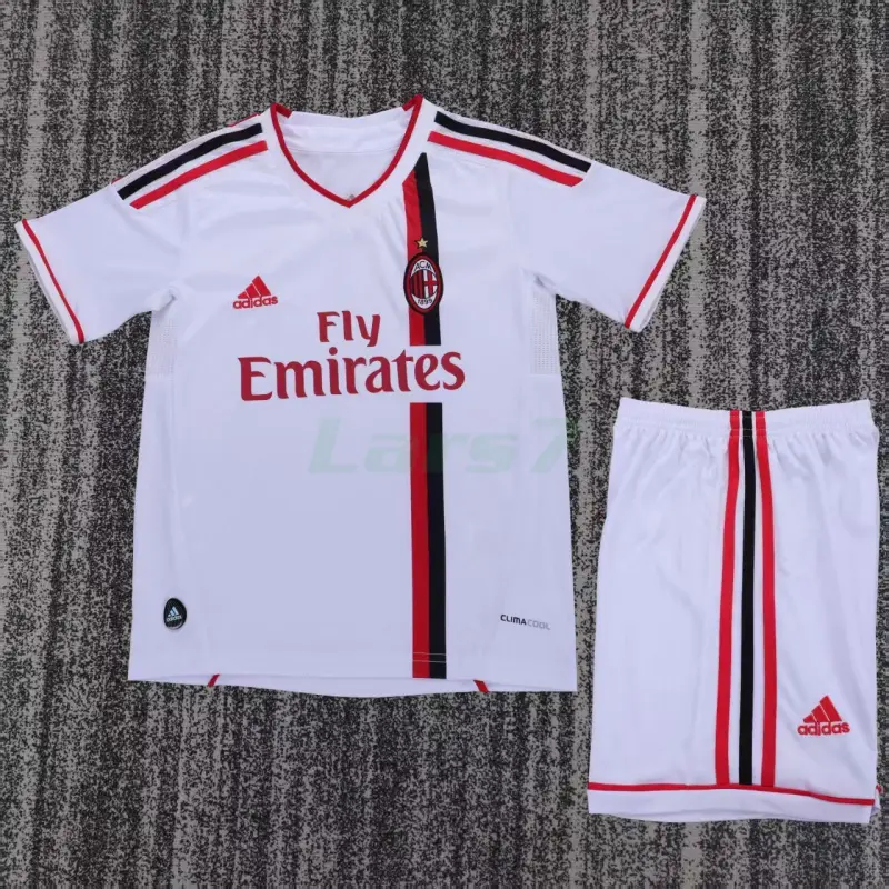 Camiseta AC Milan 2ª Equipación Retro 2011/12 Blanco Niño Kit