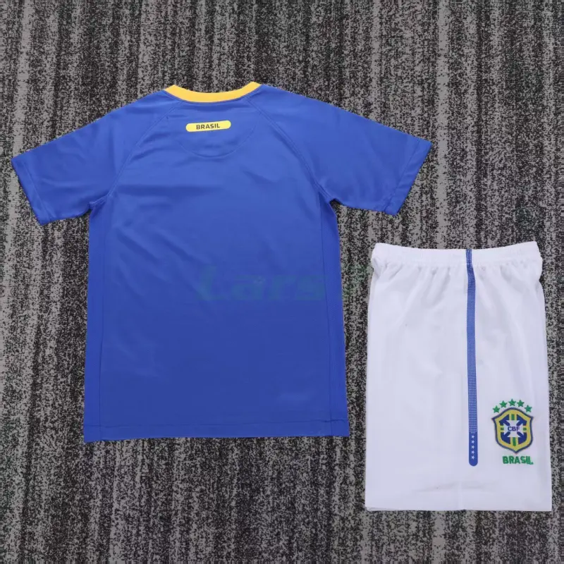 Camiseta Brasil 2ª Equipación Retro 2010 Azul Niño Kit