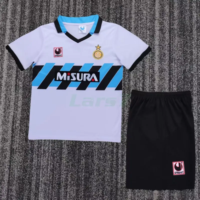Camiseta Inter de Milan 2ª Equipación Retro 1990/91 Blanco Niño Kit