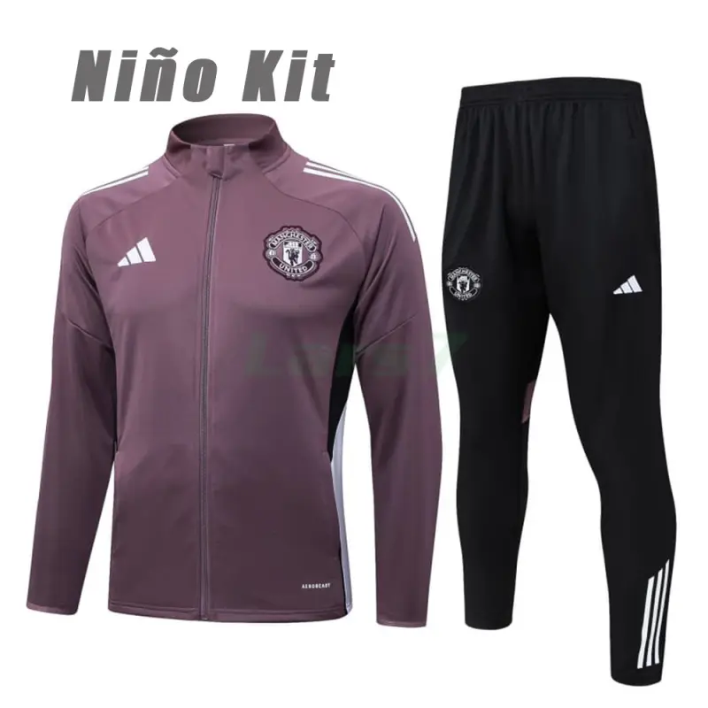 Chandal Manchester United 2025/2026 Niño Morado Grisáceo