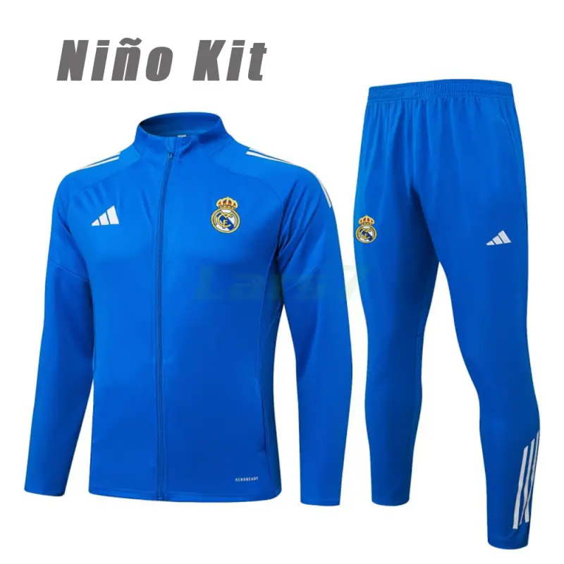 Chandal Real Madrid 2025/2026 Niño Azul/Rayas Blancas