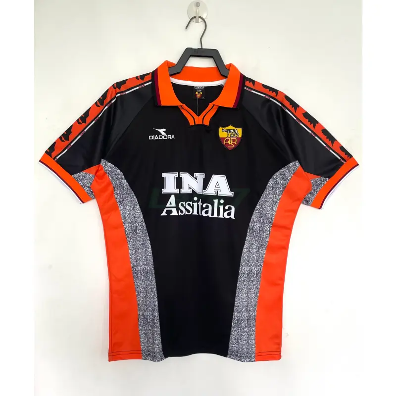 Camiseta AS Roma 3ª Equipación Retro 1998/99 Negro/Naranja/Gris