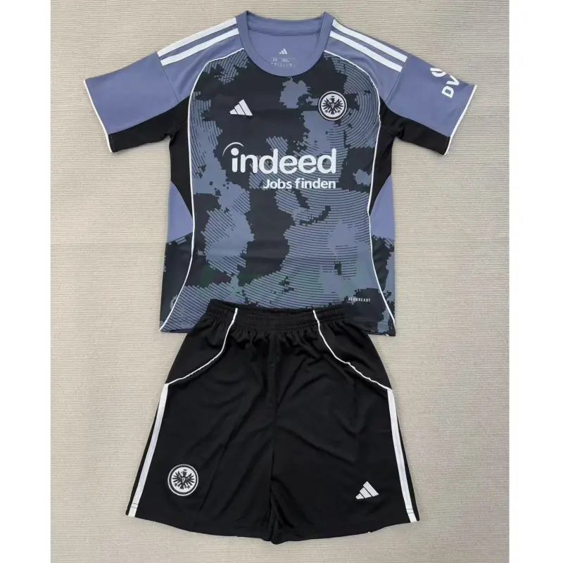 Camiseta Eintracht Fráncfort 3ª Equipación 2025/2026 Negro/Gris Niño Kit
