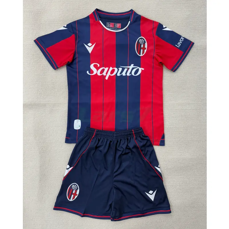 Camiseta Bologna 1ª Equipación 2025/2026 Rojo/Azul Niño Kit