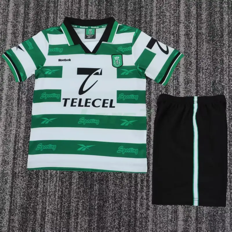 Camiseta Sporting Lisboa 1ª Equipación Retro 1999/00 Verde/Blanco Niño Kit