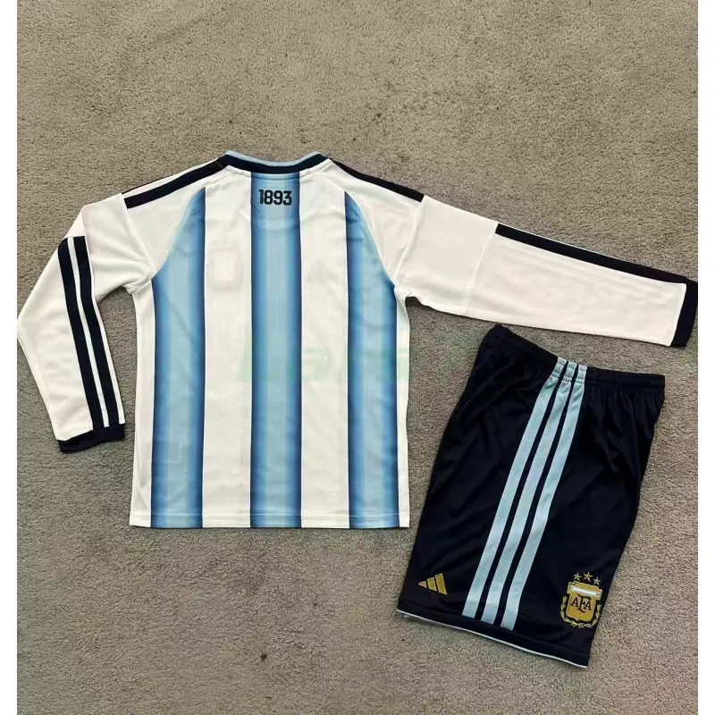 Camiseta Argentina 1ª Equipación Mundial 2026 ML Azul/Blanco Niño Kit