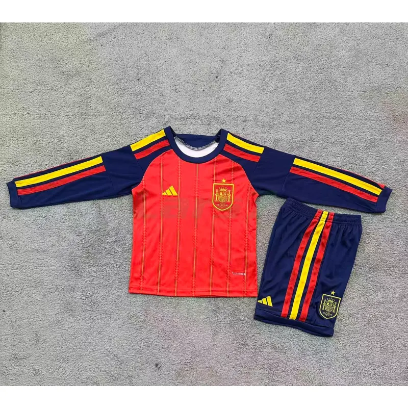 Camiseta España 1ª Equipación Mundial 2026 ML Rojo/Azul Niño Kit