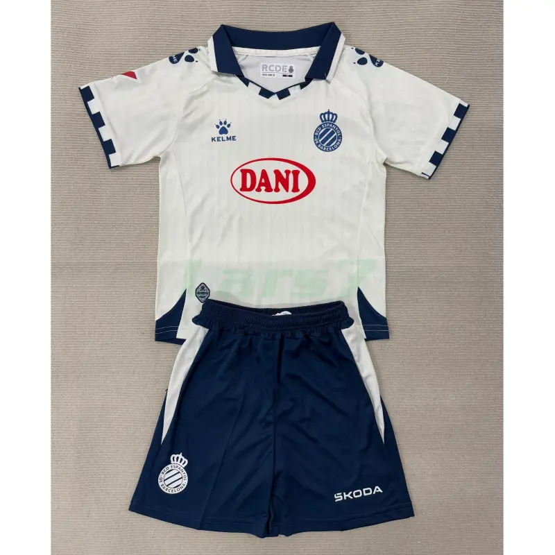 Camiseta Espanyol 2ª Equipación 2025/2026 Blanco Niño Kit