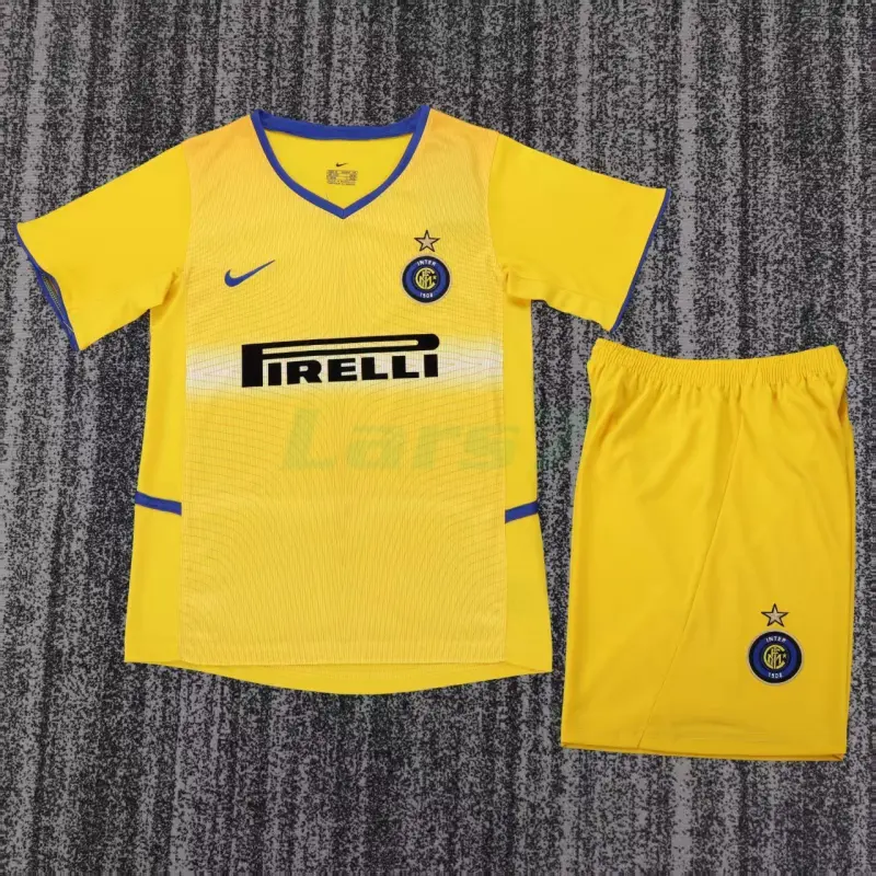 Camiseta Inter de Milan 3ª Equipación Retro 2002/03 Amarillo Niño Kit