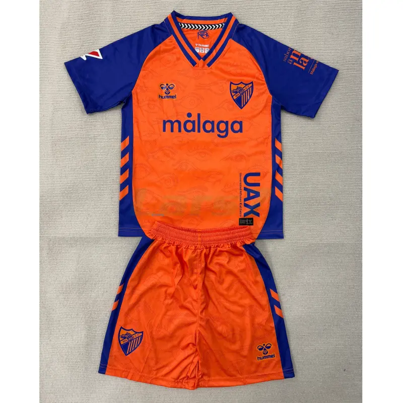 Camiseta Málaga CF 3ª Equipación 2025/2026 Naranja/Azul Niño Kit