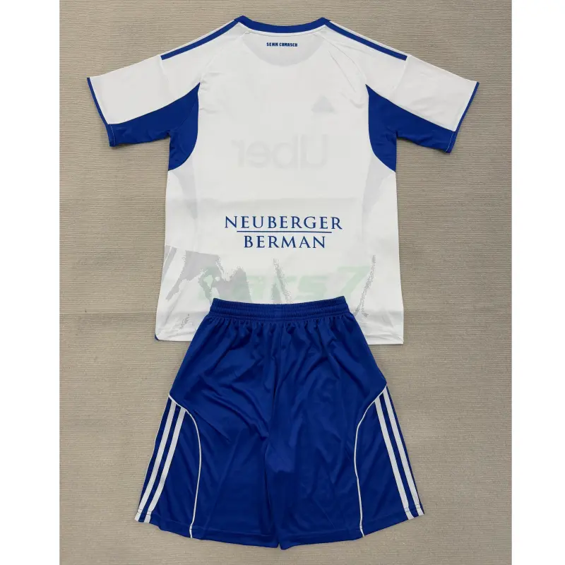 Camiseta Como 1907 2ª Equipación 2025/2026 Blanco/Azul Niño Kit